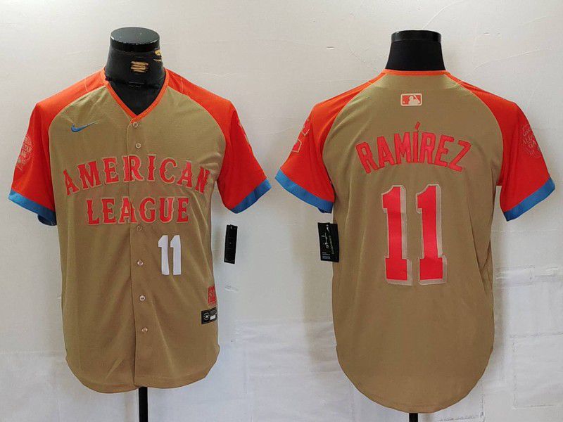 Men Cleveland Indians #11 Ramirez Orange All star 2024 Nike MLB Jersey style 2